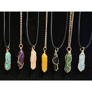 Gold Crystal Wrapped Necklace, Boho & Hippie Style